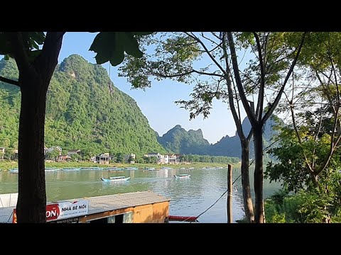 Morning coffee with limestone mountain views in Phong Nha